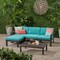 GDF Studio Ana Outdoor 3 Seater Acacia Wood Sofa Sectional with Cushions